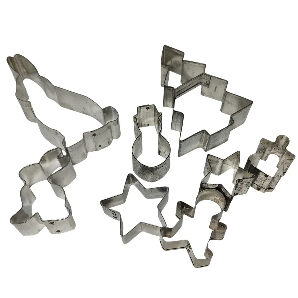 Vintage Holiday Metal Cookie Cutter Christmas Easter Small to Large Set of Eight